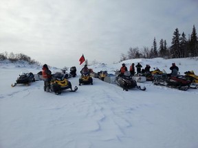 Members of the Canadian Ranger's Fort Chipewyan patrol by the western shoreline of Lake Athabasca in this 2014 file photo. Supplied Image/4th Canadian Ranger Patrol Group
