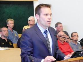 Gord Malo, chair of the Simcoe Lions major project committee, told Norfolk council Tuesday that the club is prepared to commit $250,000 over five years to recreation facility renewal in Simcoe. MONTE SONNENBERG / SIMCOE REFORMER