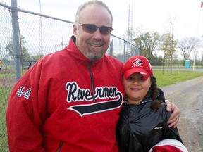 Bay of Quinte MPP and former SHBL player, Todd Smith, at the Melrose ballpark with his daughter, Reagan. (Smith family photo)