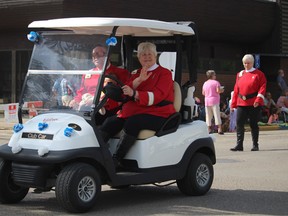Lorna Armstrong, a Vulcan Town councillor, and Kim Fath, the Town's administrator, rode in a golf cart in last Saturday's Spock Days parade. They might have been riding in the USS Vulcan float, which is undergoing renovations this year, if it had been ready for this year's parade. The hope is to have float ready in time to enter parades next year. Stephen Tipper Vulcan Advocate