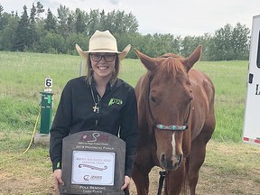 J.C. Charyk's Abby Grantham took home third in the pole bending event for the Alberta High School Rodeo Provincial Finals, earning her a spot at Nationals in July.