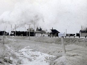 Fargo Station, Harwich Township, photo faces north to the junction of the New York Central and the Pere Marquette. John Rhodes photo