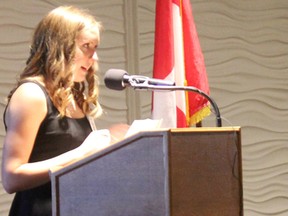 Hanna Jodoin of Korah Collegiate gives her acceptance speech.