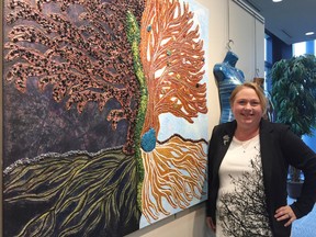 Fort Saskatchewan artist Amanda Milke is most proud of her Tree of Knowledge, a mixed-media piece which took her five years to complete. It’s the centre piece and driving inspiration behind her latest exhibition Blue Pomegranate at the DCC’s ALFA Gallery.