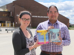 Scott Tam, environmental services manager for the City of Timmins, and Christina Beaton, the city’s environmental coordinator, will be setting up for the Municipal Hazardous and Special Waste Day being held in the parking lot of the Archie Dillon Sportsplex this Saturday. Items being collected include paint, pesticides, antifreeze, chemical acids, fuel, oil, pharmaceuticals, fluorescent tubes and household electronics.