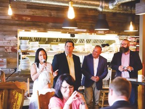 Beaumont residents and business owners gathered at Chartier on June 8 for the first inaugural Business in Beaumont talk, with special guests Mayor John Stewart and MLA Shaye Anderson.