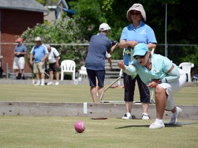 Jonathan Ludlow/The Intelligencer 
Belleville Lawn Bowling Club was selected to host the 2018 Provincial Lawn Bowling Championships. Mary Phoenix-Parker, right, was the only Belleville competitor. She faced Laila Hassan when the tournament began on Friday.