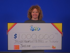 A Sudbury woman has collected her $1 million Maxmillions prize. Brenda Rienguette-Parks bought the ticket in the June 1 Lotto Max draw.