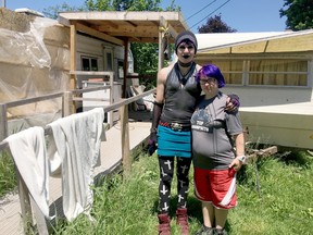 Katie and Adam Torres moved into a trailer on Scott Drader’s property in Napanee after they say they were evicted by family members in March. (Meghan Balogh/The Whig-Standard/Postmedia Network)