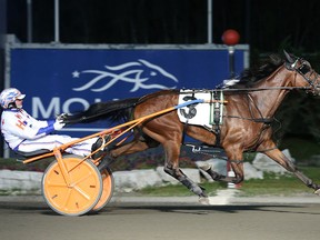 New Image Media
Stormont Ventnor, seen winning the two-year-old trotting colt and gelding Grassroots championship at Woodbine Mohawk Racetrack on Sept. 30, 2017, with Phil Hudon in the race bike, finished second in the $266,000 Good Times final at Mohawk on Saturday night.