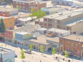 IMAGE COURTESY OF THE TOWN OF HIGH RIVER. An aerial view of downtown High River.