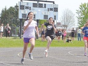 Action from last week’s Huron-Superior Catholic District School Board city elementary track and field meet that was held at Rocky DiPietro Field and Jo Forman Track, which are part of  Queen Elizabeth Park in Sault Ste. Marie.
Jim Fitzpatrick/Special to Sault This Week