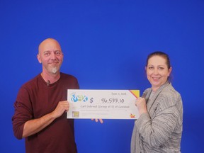 Carl Dubreuil and Huguette Caron of Coniston won $96,533.10 in the June 1, 2018 LOTTO MAX draw. Supplied photo