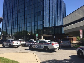 North Bay Police officers currently at city hall where a lockdown has ensued. Christian Paas-Lang, The Nugget