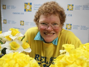 Cathy Meyers at the Canadian Cancer Society Kingston, Frontenac, Lennox & Addington and The Waterways offices in Kingston on Tuesday. (Steph Crosier/The Whig-Standard)