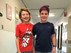 Parker Brown (left) and Connor Rose were all smiles after their birthday party managed to raise more than $2,000 for the Stollery Children's Hospital, rather than the duo accepting gifts.

Taylor Braat/News Staff