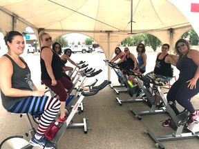 An eight-hour spin-a-thon in Fort Saskatchewan saw participants raise $20,000 for Sherwood Park's A Safe Place women's shelter on June 9.

Photo Supplied