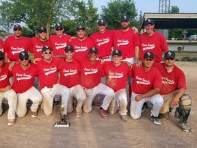 The Owen Sound Selects under-23 team are the 2018 ISC Canada East U23 Champions. The Selects went 4-1 and captured the championship after playing three back to back games on Sunday in hot conditions in Mitchell, Ontario this past weekend. Owen Sound’s Denny Benson was named the tournament MVP. Jamie Simposon/Submitted photo
 
Front Row (left to right): Mackenzie Pringle, Jeremy Torrie, Quinten Bruce, Mitchell Pringle, Colin Simcoe, Justin Donnelly, Denny Benson, Jordan Baumber.
 
Back Row (left to right): Bill Simpson (coach), Gowan Stuck (coach), Luke Zettel, Cory McGregor, Brandon Tucker, Matt Wardrop, Kirk Santala, Jamie Simpson (coach).