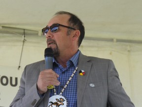 Mushkegowuk Grand Chief Jonathan Solomon, seen here speaking in Timmins during one of the lead-up events to National Indigenous People’s Day this summer, said the federal government's recent awarding of reserve status to the Missanabie Cree was long overdue.