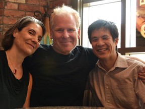 Pianist Emily Hamper, operatic tenor Roger Honeywell, and INNERchamber artistic director Andrew Chung gathered at Coffee Culture in Stratford Wednesday to discuss INNERchamber’s June 30 concert, Love, Death and Rebirth, featuring Honeywell, Hamper, and cellist Ben Bolt-Martin (not pictured). (Galen Simmons/The Beacon Herald)