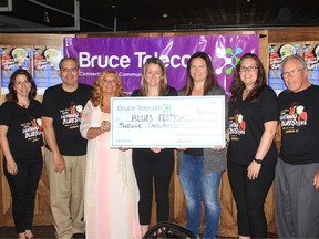 The Bruce Telecom Lighthouse Blues Festival is just a month away on July 13-15, 2017 and organizers recognized the sponsors whose support helps make the event happen during a Sponsor Appreciation Night at the Bruce Steakhouse on June 14, 2018. Pictured: Staff from Title Sponsor Bruce Telecom were celebrated for their eight years of support. (Troy Patterson/Kincardine News and Lucknow Sentinel)