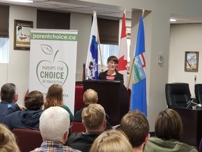 SUPPLIED
Donna Trimble, executive director of Parents for Choice in Education (pictured in Cardston, Alta.), spoke recently at the Grande Prairie Public Library.