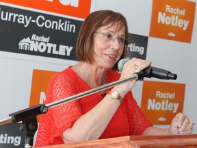 Jane Stroud, NDP candidate for Fort McMurray-Conklin, speaks to supporters at her campaign launch on Wednesday, June 20, 2018. Vincent McDermott/Fort McMurray Today/Postmedia Network