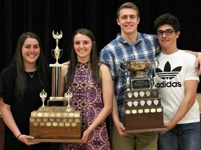 Northwestern Athletes of the Year, from left: Claire Lavereau, Tatum James, Jason Guy and Luke Hyde. (Marcie Stears photo)