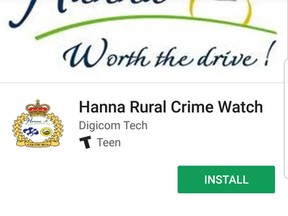 A screenshot of the new Hanna Rural Crime Watch App, which launches on June 27.