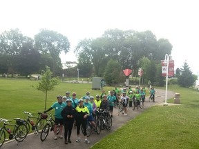 Cyclists lined up for a previous year's Ride Don't Hide event. Photo supplied  by the Canadian Mental Health Association.