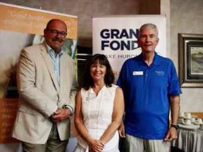 Lance Thurston (left), president and chief executive officer of Grey Bruce Health Services, Sally Kidson, executive director of the Saugeen Memorial Hospital Foundation (SMHF), and Jim Barbour, the chair of SMHF's board at the Foundation's annual general meeting. Steve Cornwell for Postmedia Network
