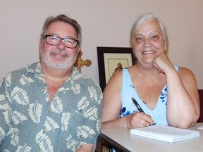 Photo by Helen Morley/For The Mid-North Monitor
Rosalind Russell, local news director for Moose FM radio, came to the June 21 SABE meeting. She is speaking with Jack Yackman who will represent the group for an on-air interview. Yackman is hoping to schedule it for Friday, June 29.