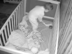 A Sudbury toddler Eli Graveline has stolen the hearts of hockey fans around the world after his mother posted a baby monitor video of him practising for a future career in the NHL -- when he should have been sleeping.