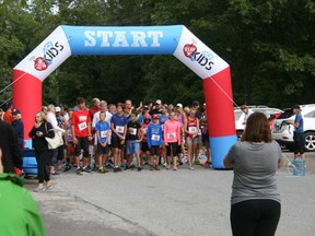 Runners and walkers await the signal to begin the of the 2017 Run4Kids in Bayfield. This year’s run/walk will take place on Sept. 2. (William Proulx/Exeter Lakeshore Times-Advance)