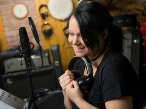 Human-sex-trafficking-victim-turned-advocate Timea Nagy records “Life is Still Beautiful to Me" in Budapest, Hungary.