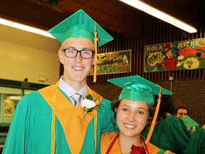 Graduates of Roland Michener Secondary School heard messages of inspiration, gratitude, community and hard work on Wednesday as the Class of 2018 held their commencement celebration. Students Dawson Clark, left, and Shelby Deacon jointly gave the valedictory address as nearly 50 graduates were presented with their diplomas.