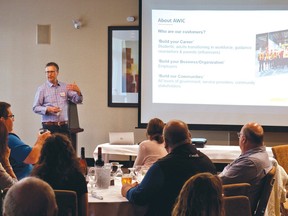 Photo by DAVID BRIGGS/FOR THE STANDARD
Jonathan Coulman, AWIC executive director, made a presentation at a meeting held in Elliot Lake on June 25.