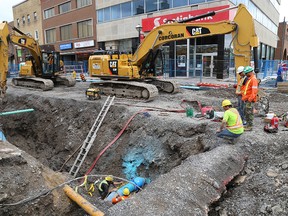 TIM MEEKS/THE INTELLIGENCER
Build Belleville Phase 3B continues on Front Street between Bridge and Dundas streets and around the Market Square.