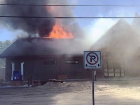 The new Reddens Campground store in flames on Highway 17 East on Thursday, June 28. Kenora detachment OPP. Longbow Lake Fire Brigade and Kenora Fire and Emergency Services responded to the fire shortly before 1 p.m. Further details will be posted as information becomes available.
Brian Sleischer/Special to the Daily Miner and News