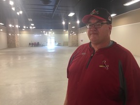 Derek Brooks, vice-president of St. Thomas Minor Baseball, says the association plans to open a new indoor training facility at 560 Talbot St. (Laura Broadley/Times-Journal)