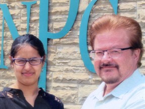 Dr. Rod Wilson congratulates Mya Charma of  North Park Collegiate, who is this year’s recipient of the James Boughner Scholarship. (Submitted Photo)