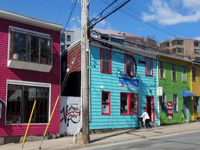 Colourful houses line the hilly streets of Halifax.