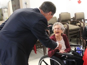 Nipissing-Timskaming MP Anthony Rota congratulates Ellen Gibb on her 113th birthday Friday. Gibb, known as Dolly, is the oldest living Canadian.