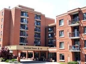 After applying for roughly $1.4 million through the previous provincial government’s GreenON Social Housing Program for upgrades to the windows and patio doors at both Woodland Towers apartment buildings, the City of Stratford received just $100,000. (Galen Simmons/The Beacon Herald)