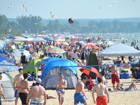 Beachgoers pack Sauble Beach on Canada Day Sunday. (Rob Gowan The Sun Times)