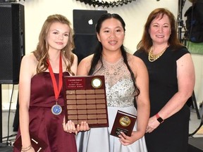 Photo supplied
Valedictorians for the 2018 SHS Grade 8 graduation were Molly Gallant and Abigail McGuire, pictured here with principal Syndy Withers.