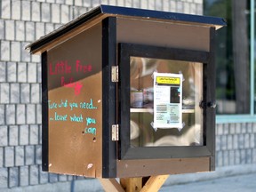 Members of the community responded quickly on Tuesday to news that the Little Free Pantry, a project of a Chatham grade school with four community partners, had been vandalized at its Adelaide Street South location. Fallon Hewitt/Chatham Daily News/Postmedia Network