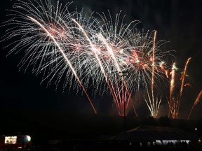 The newest plan from the Stars and Thunder organizers is that the Canada Day fireworks show has been pushed back to Friday July 6th, at about 10 p.m. Photo shows part of the award winning fireworks presented on June 26 by Team Finland. LEN GILLIS / Postmedia Network