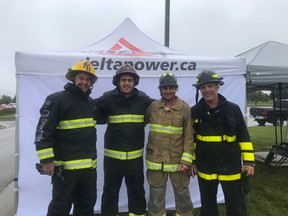 Challenging their fire saving skills at the Western Ontario Regional Scott Firefit Championships from June23-24 was Grey Fire, James Yates, Huron East Firefighter, Chris Gibson, Alain Dery from the Fire Department of North Huron and John Groves.