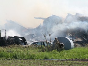 Pictured is the aftermath of the fire that claimed a barn structure at 37998 Mt. Carmel Drive on June 25. (William Proulx/Exeter Lakeshore Times-Advance)